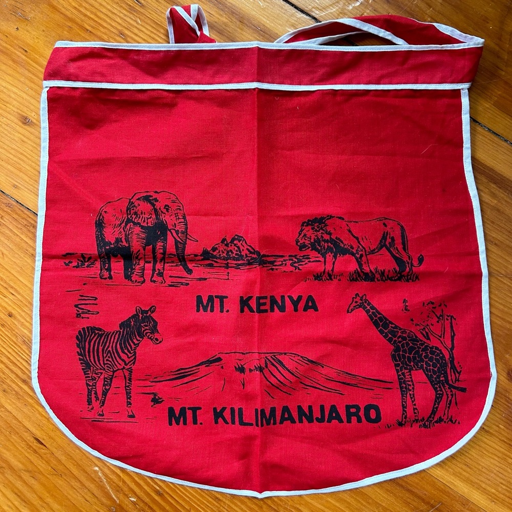 Souvenir red safari animal apron from Kenya